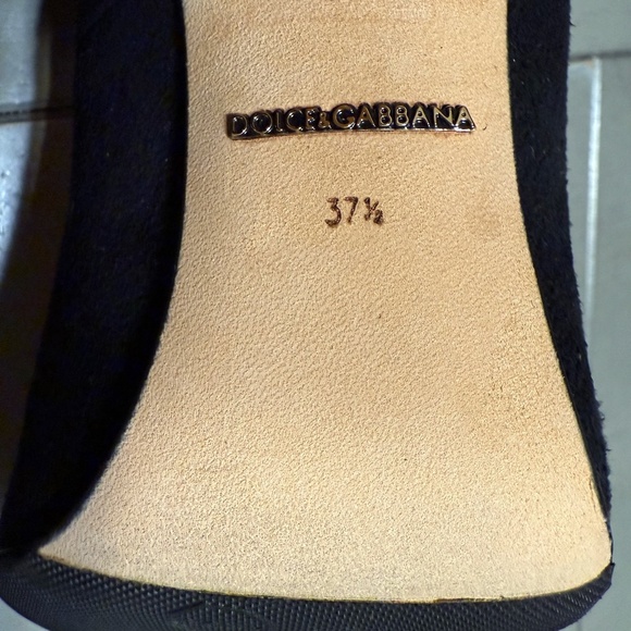 Dolce & Gabbana (37.5) Suede+Silk Brocade Mary-Janes - Picture 9 of 10